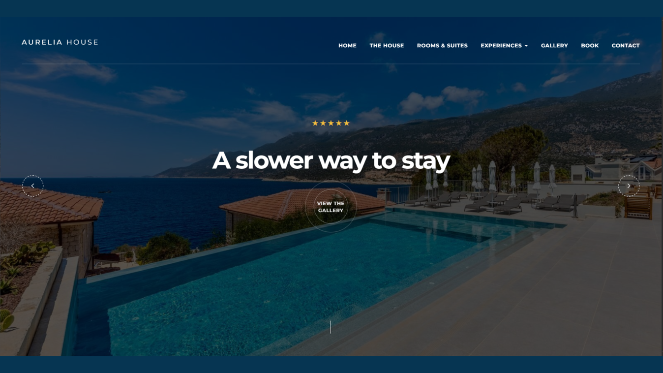 Aurelia House coastal hotel website homepage